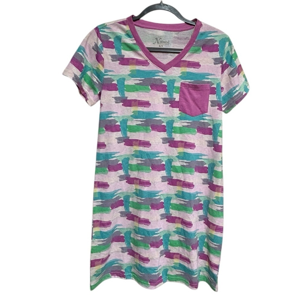Natural Reflections Sleep Shirt Nightgown Size Small V Neck Short Sleeve NWT